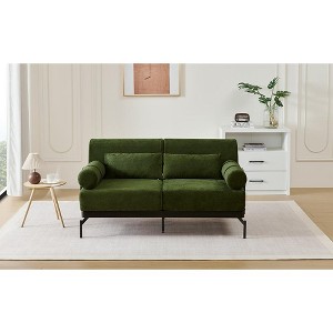 Racxily Double Couple Sofa Sofa -2-seater Sofa with USB Port, Cylindrical Armrests, Chenille Interior, Living Room - 1 of 4