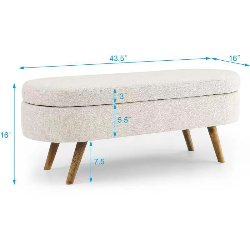 Oval Storage Ottoman with Rubberwood Legs - ModernLuxe, 5 of 12