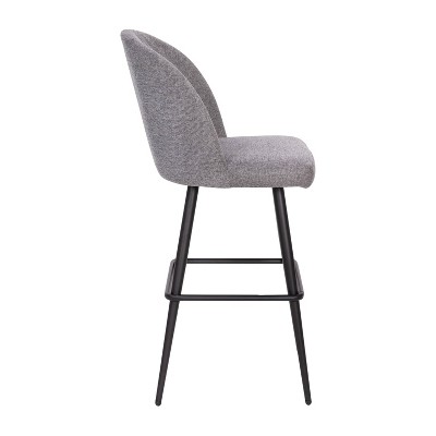 Gray Faux Leather and Metal Bar Stools, Set of 2