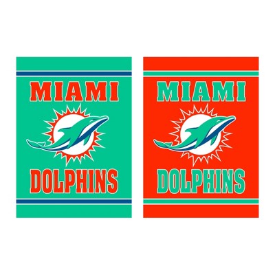 Evergreen Garden Flag Embossed Suede, Miami Dolphins Double Sided Indoor Outdoor Decor 18" x 12.5"