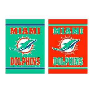 Evergreen Garden Flag Embossed Suede, Miami Dolphins Double Sided Indoor Outdoor Decor 18" x 12.5" - 1 of 4