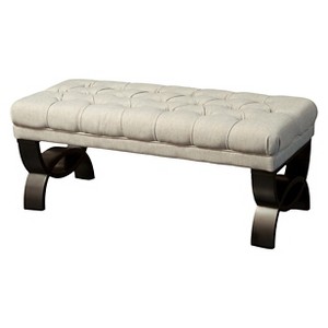 Scarlette Tufted Fabric Ottoman Bench - Mixed Brown - Christopher Knight Home, Beige
