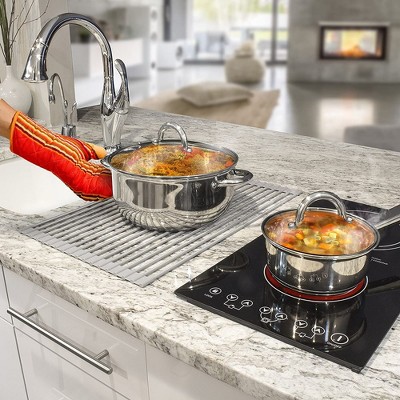 Gray Metal Foldable Over-Sink Dish Drying Rack