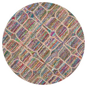 Multi-Colored Abstract Tufted Round Area Rug - (6