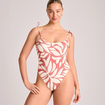 Vitamin A Women's Printed Tie Shoulder Classic Coverage One Piece Swimsuit - Multi