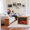 LifeSmart LifePro1500W Portable Electric Infrared Quartz Indoor Fireplace Heater w/ 3 Heating Elements, Remote, & Wheels, Medium Oak Wood Finish - 4 of 4