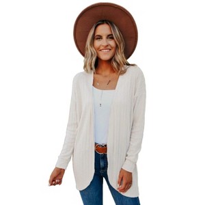 Women's Sweaters Cardigan Long Sleeve Lightweight Soft Open Front Knitted Jacket - 1 of 2