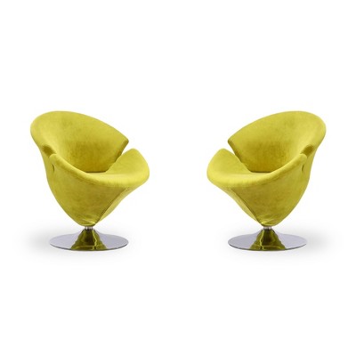Set of 2 Tulip Velvet Swivel Accent Chairs Green - Manhattan Comfort
