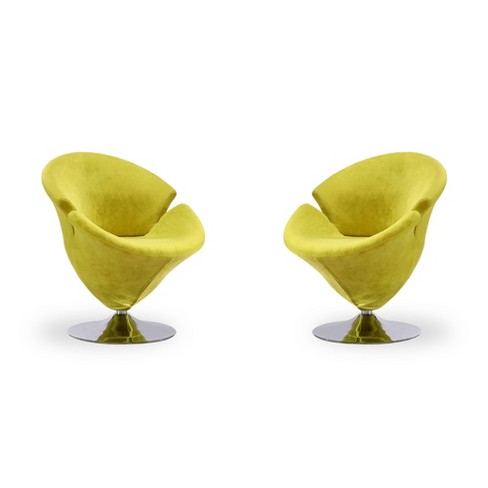 Set of 2 Tulip Velvet Swivel Accent Chairs Green Manhattan Comfort