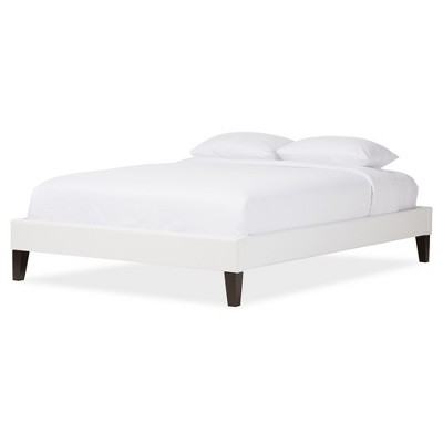 Lancashire Modern and Contemporary Faux Leather Upholstered Bed Frame with Tapered Legs - Baxton Studio