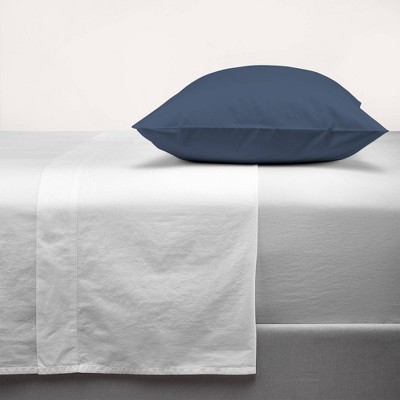 Navy Organic Cotton Percale Standard Pillowcase Set