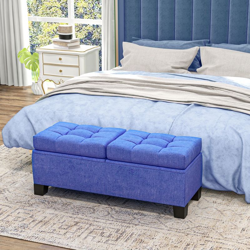 HOMCOM End of Bed Bench, Upholstered Storage Bench with Steel Frame and Safety Hinges, 2 of 7