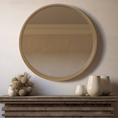 Natural Pine Round Wall Mirror 34"