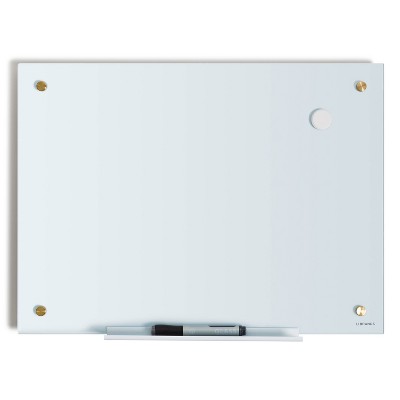 U Brands 17"x23" Magnetic Glass Dry Erase Board with Gold Hardware