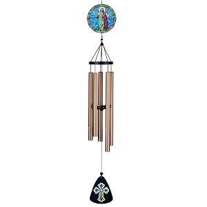 Collections Etc Stained Glass Style Jesus Blessing Metal Wind Chime Gray - 1 of 3