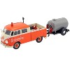 Volkswagen Type 2 (T1) Pickup Truck Orange and Cream with Oil Trailer "Road Service" 1/24 Diecast Model Car by Motormax - 2 of 3
