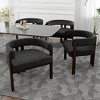 PAGED Chenille Upholstered Accent Chair with 3 Wood Legs and Soft Seating,Modern Comfortable Barrel Chairs for Bedroom,Reading Room,Beige,2PC - 2 of 4