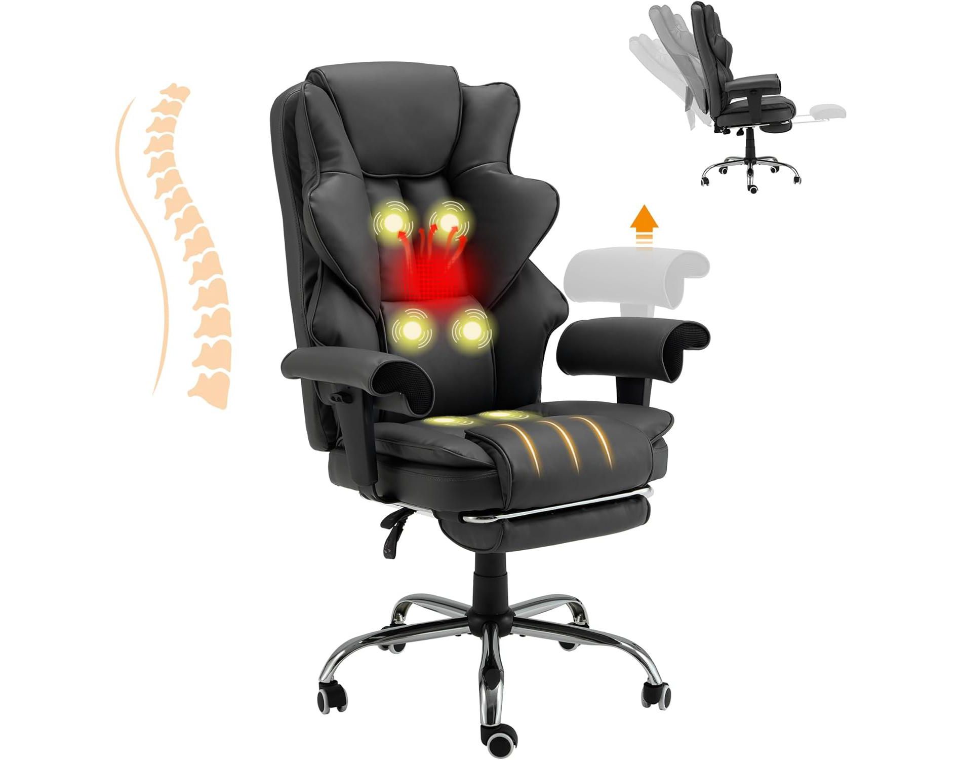 EROMMY 6-Point Massage Office Chair,Grey