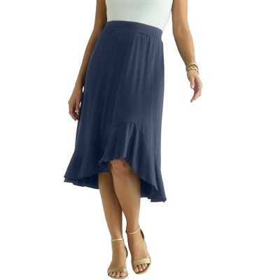 Jessica London Women's Plus Size Midi Ruffle Skirt