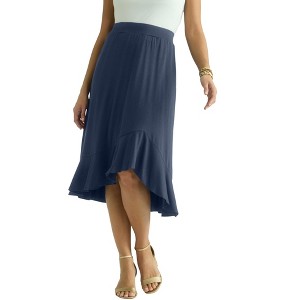 Jessica London Women's Plus Size Midi Ruffle Skirt - 1 of 4