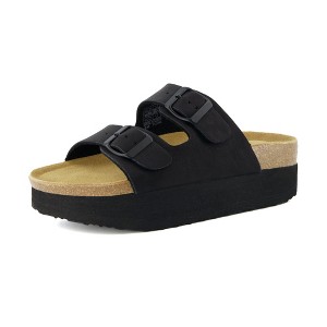 CUSHIONAIRE Women's Plane Platform Footbed Sandal With +Comfort, Wide Widths Available - 1 of 4