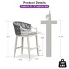 PURPLE LEAF Outdoor Bar Stools Set of 2 Patio Wicker Modern High Bar Chairs Metal Cushioned Barstools with Backs and Ergonomic Armrest - 3 of 4