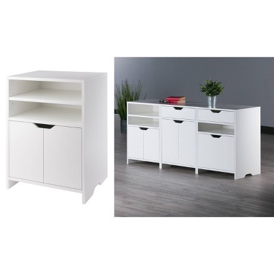 White Freestanding Office Storage Cabinet with Adjustable Shelving