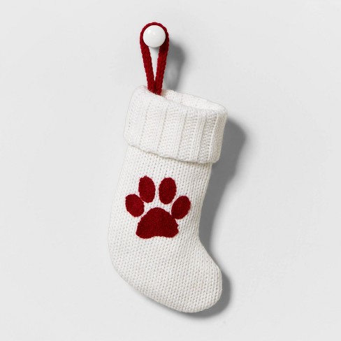 Mini Knit Monogram Christmas Stocking Paw Print White - Wondershop™ : Target