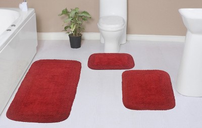 Radiant Collection Cotton Ruffle Pattern Tufted Set of 3 Bath Rug Set - Home Weavers