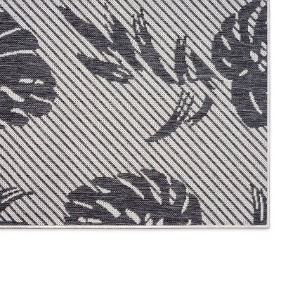 Tropical Island Vibes Silver-Black Synthetic 8' x 10' Area Rug