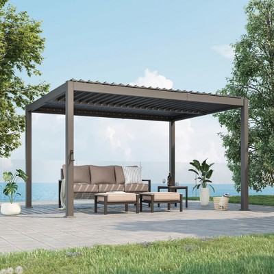 Sonkuki Louvered Pergola Aluminum Pergola Modern Outdoor Pergola with Adjustable Roof