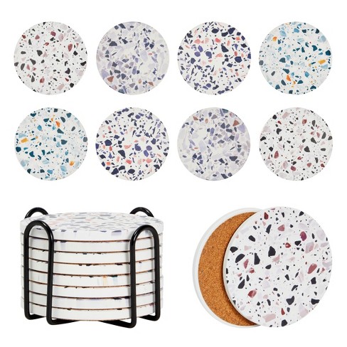 Twine Terrazzo Coasters, Stoneware Coaster Set, White Coasters With Stand,  Coffee Table Decor, Set Of 6, Multicolor : Target