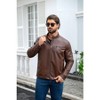 Cloudstyle Men's Slim Fit PU Leather Moto Jacket Stand Collar Zip Up Casual Coat - 3 of 4