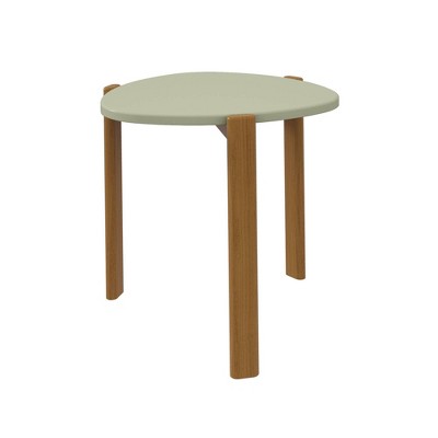 Modern Green MDF and Eucalyptus Wood Elliptical Accent Table Set