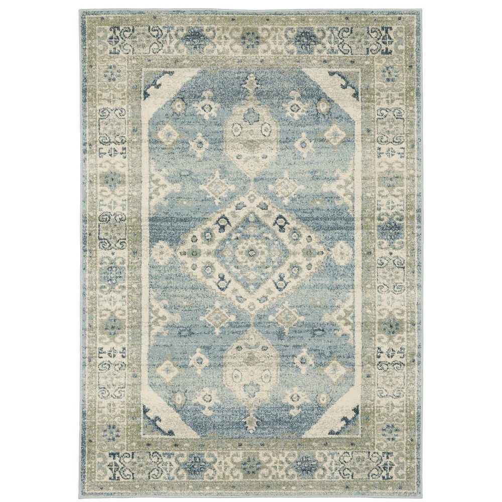 Photos - Area Rug 6'7"x9'2" Bryant Bordered Medallion Indoor  Blue/Gray - Captiv8e D