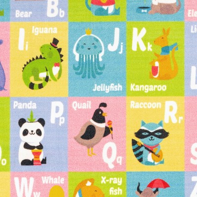 Colorful ABC Alphabet Animal Educational Kids Rug, 3' 3" x 4' 11"