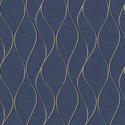 RoomMates Navy Wave Ogee Peel & Stick Wallpaper