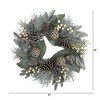 Nearly Natural 24” Snow Tipped Holiday Artificial Wreath with Berries, Pine Cones and Ornaments - 2 of 3