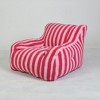 Vynxaria Bean Bag Seats Pink & White Striped Tufted Sofa Chair for Adults & Kids with Handy Pockets - 3 of 4