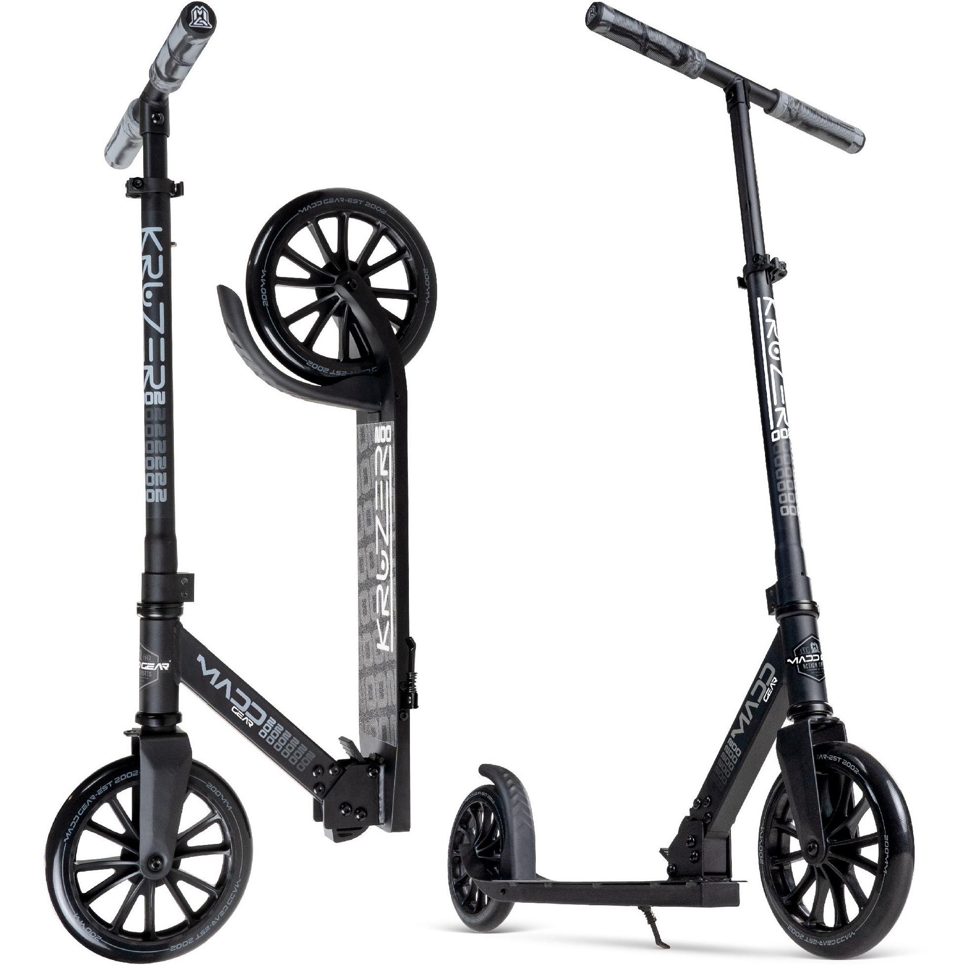 Folding Kick Scooter for Adults and Teens - Adjustable Handlebar - Lightweight Durable Frame - 200mm Wheels - Madd Gear Scoot 200 - Black