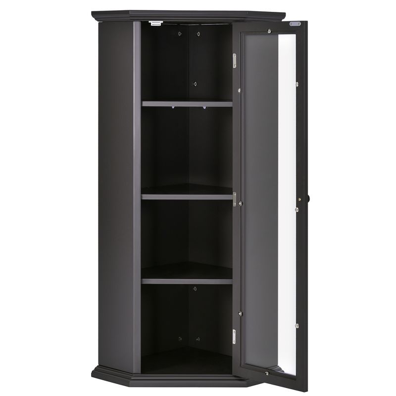 Freestanding Corner Bathroom Storage Cabinet With Glass Doors - ModernLuxe, 5 of 12