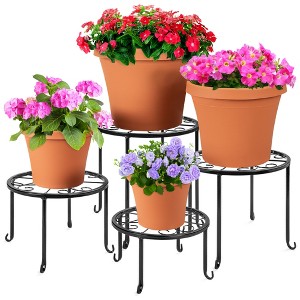 Best Choice Products Set of 4 Indoor Outdoor Metal Plant Stands, Flowerpot Holders for Home & Garden w/Starburst Design - 1 of 4