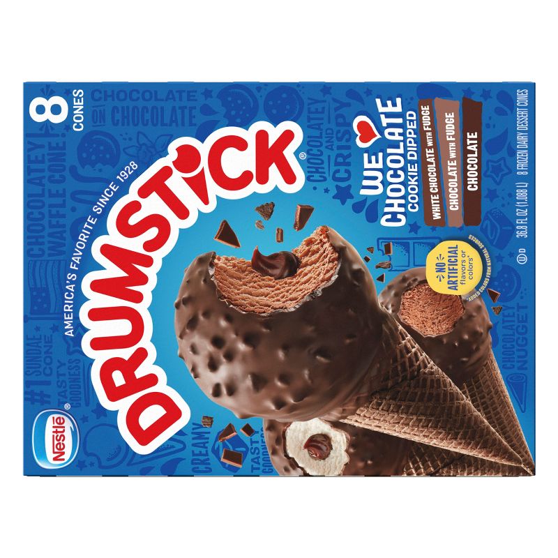 Nestle We Love Chocolate Cookie Frozen Dipped Drumstick - 8ct, 3 of 14