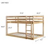 NicBex Twin/Twin Rubber Wood Bunk Bed with Safety Guardrails&Ladder,Grounded-Level Bunk Bed for Kids,Upper&Bottom Bed Platforms,400lbs Max - 3 of 4