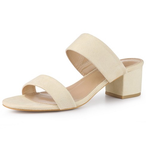 Women's Open Toe Dual Straps Block Heels Slide Sandals : Target