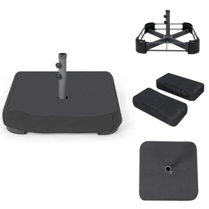 Tangkula Square Umbrella Base Patio Umbrella Stand with 2 Sandbags & 1 Waterproof Cover Outdoor Heavy Duty Umbrella Holder - 1 of 4