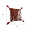 HomeRoots 20" X 20" Red Orange And Silver Viscose Geometric Zippered Pillow - 3 of 4