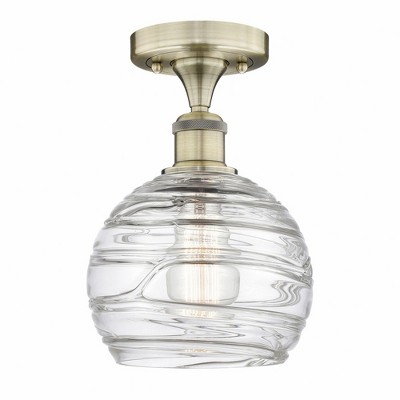Athens Deco Swirl - 1 Light Semi-Flush Mount In Industrial Style-11.5 Inches Tall and 7.5 Inches Wide