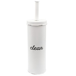 AuldHome Design Farmhouse Toilet Brush Holder; Retro Enamelware Toilet Brush and Holder Cleaning Set - 1 of 4