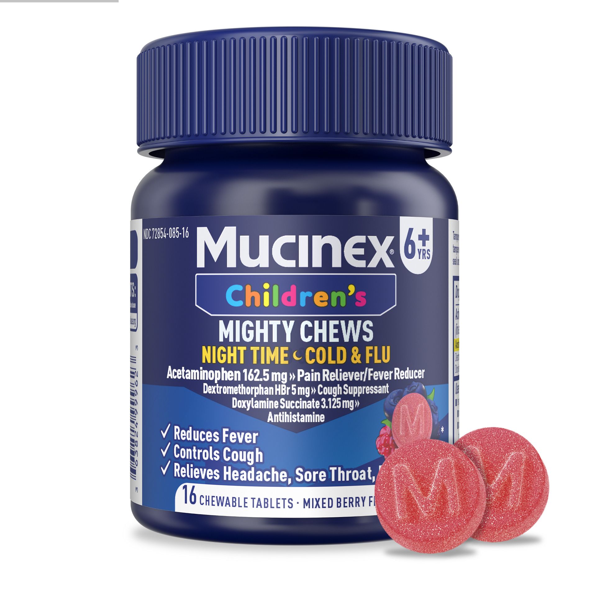 Mucinex Kids' Mighty Chews CCF - Night Chewables - Acetaminophen, Dextromethorphan - 16ct